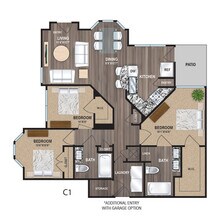 C1 - Three Bedroom Two Bathroom 00301 floor plan